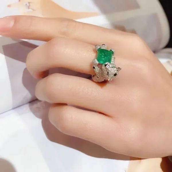 Deniz Khan Emerald Diamond Leopard Statement Ring (Copy) - Image 3
