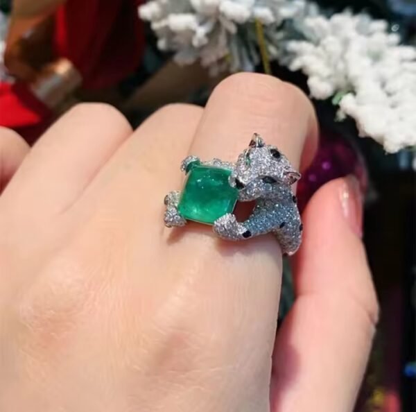 Deniz Khan Emerald Diamond Leopard Statement Ring (Copy) - Image 2